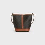 SMALL BUCKET IN TRIOMPHE CANVAS AND CALFSKIN TAN